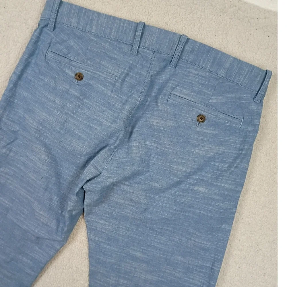 J. Crew Pants Slim Men 33x32 Blue Flex Cotton Stretch Chino Slub Casual Trousers